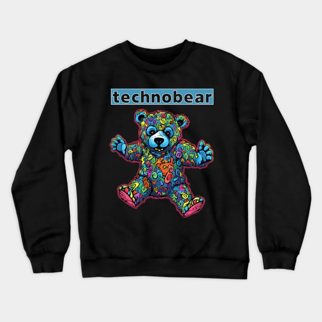Teddy Bear Cool Techno Dancing Zombie Teddy Bear Crewneck Sweatshirt by FrogandFog